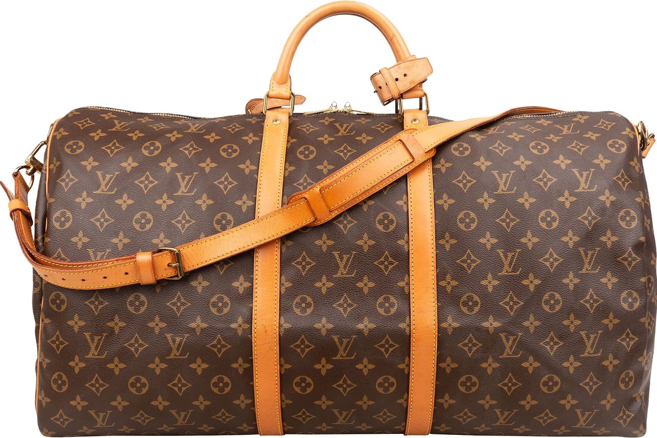 Louis Vuitton Monogram Canvas Keepall 60 Bandoulière Travel Bag Bruin
