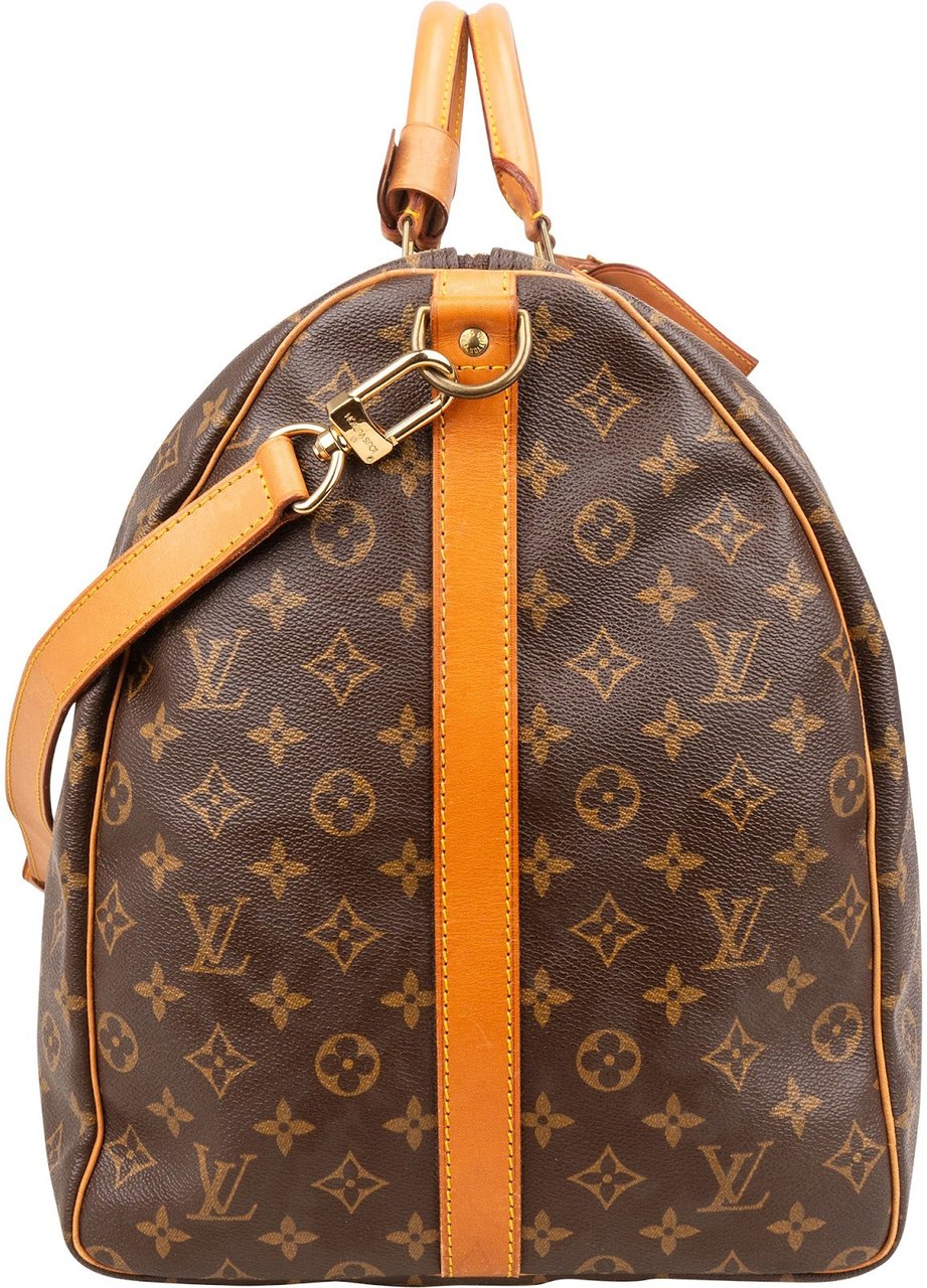 Louis Vuitton Monogram Canvas Keepall 60 Bandoulière Travel Bag Bruin