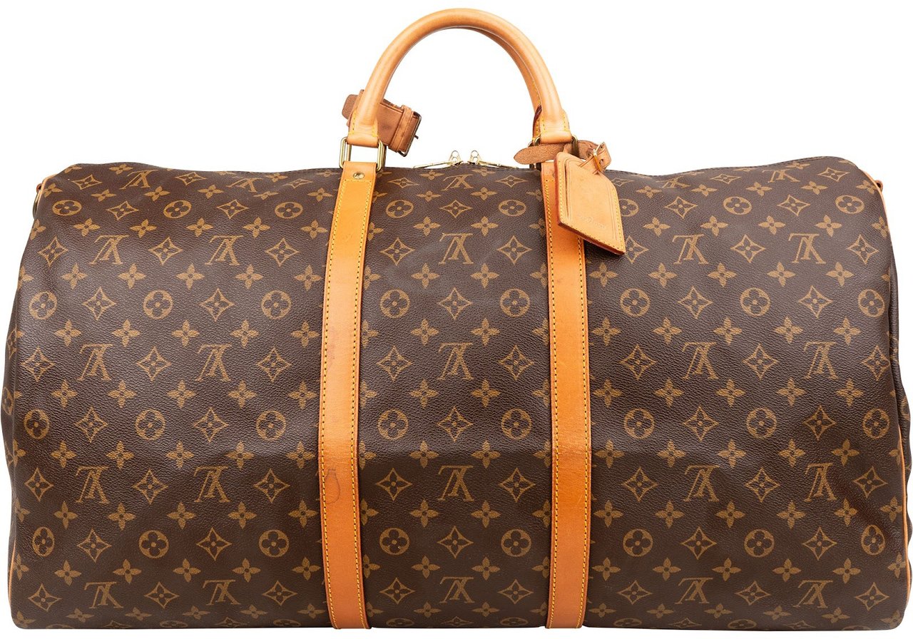 Louis Vuitton Monogram Canvas Keepall 60 Bandoulière Travel Bag Bruin