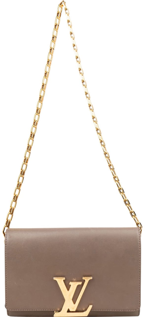 Louis Vuitton Taupe Leather Louise MM Chain Shoulder Bag Taupe