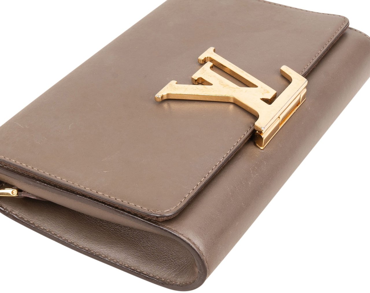 Louis Vuitton Taupe Leather Louise MM Chain Shoulder Bag Taupe