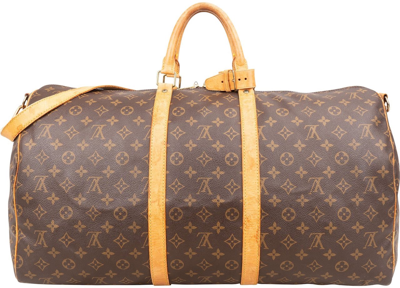Louis Vuitton Monogram Canvas Keepall 55 Bandoulière Travel Bag Bruin