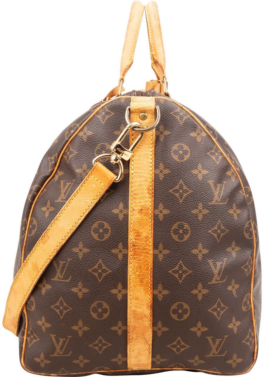 Louis Vuitton Monogram Canvas Keepall 55 Bandoulière Travel Bag Bruin