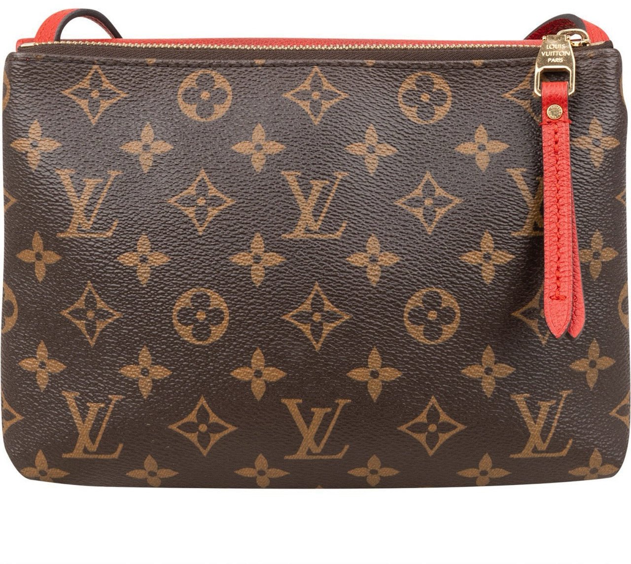 Louis Vuitton Monogram Canvas Red Leather Twice Crossbody Bag Bruin