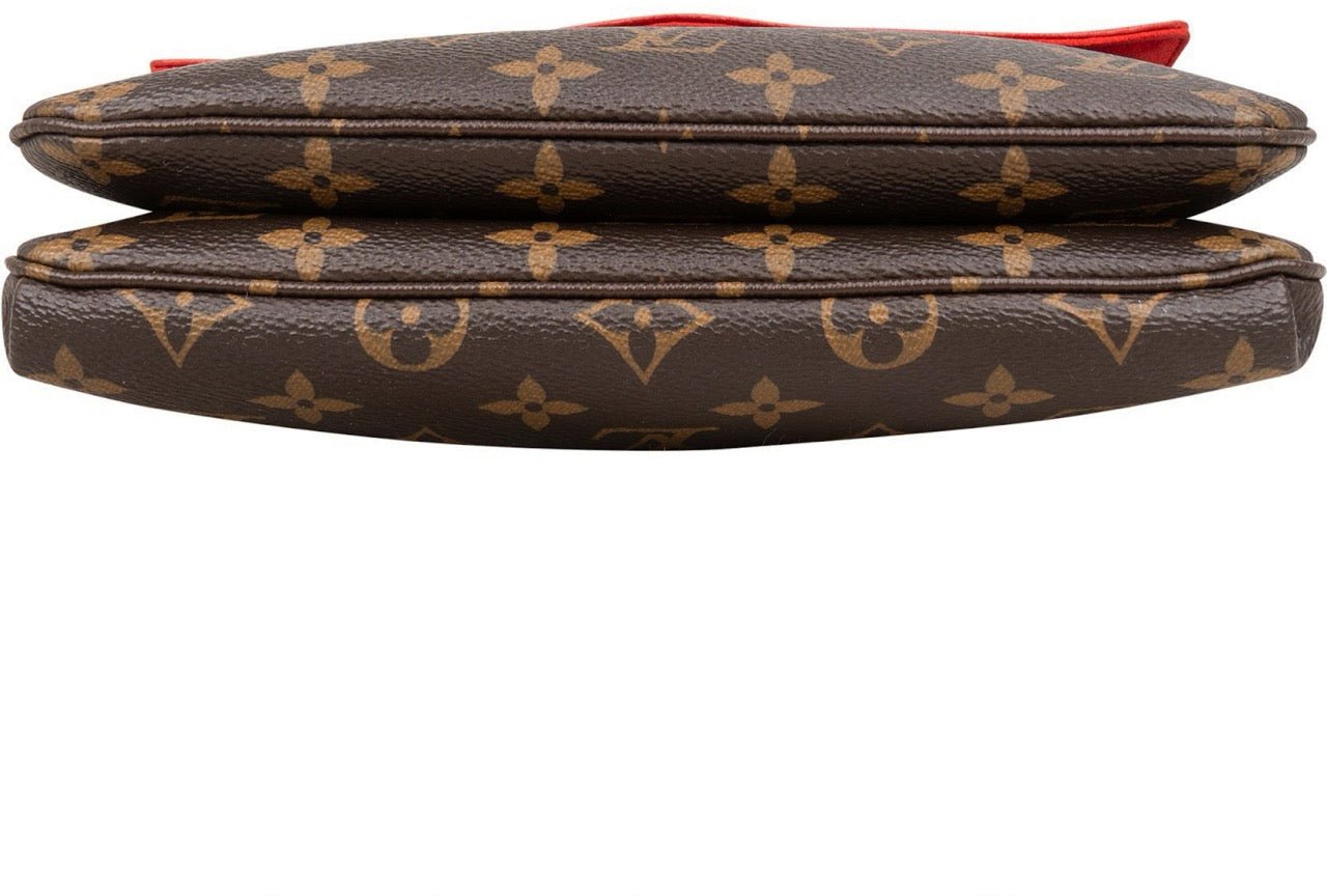 Louis Vuitton Monogram Canvas Red Leather Twice Crossbody Bag Bruin