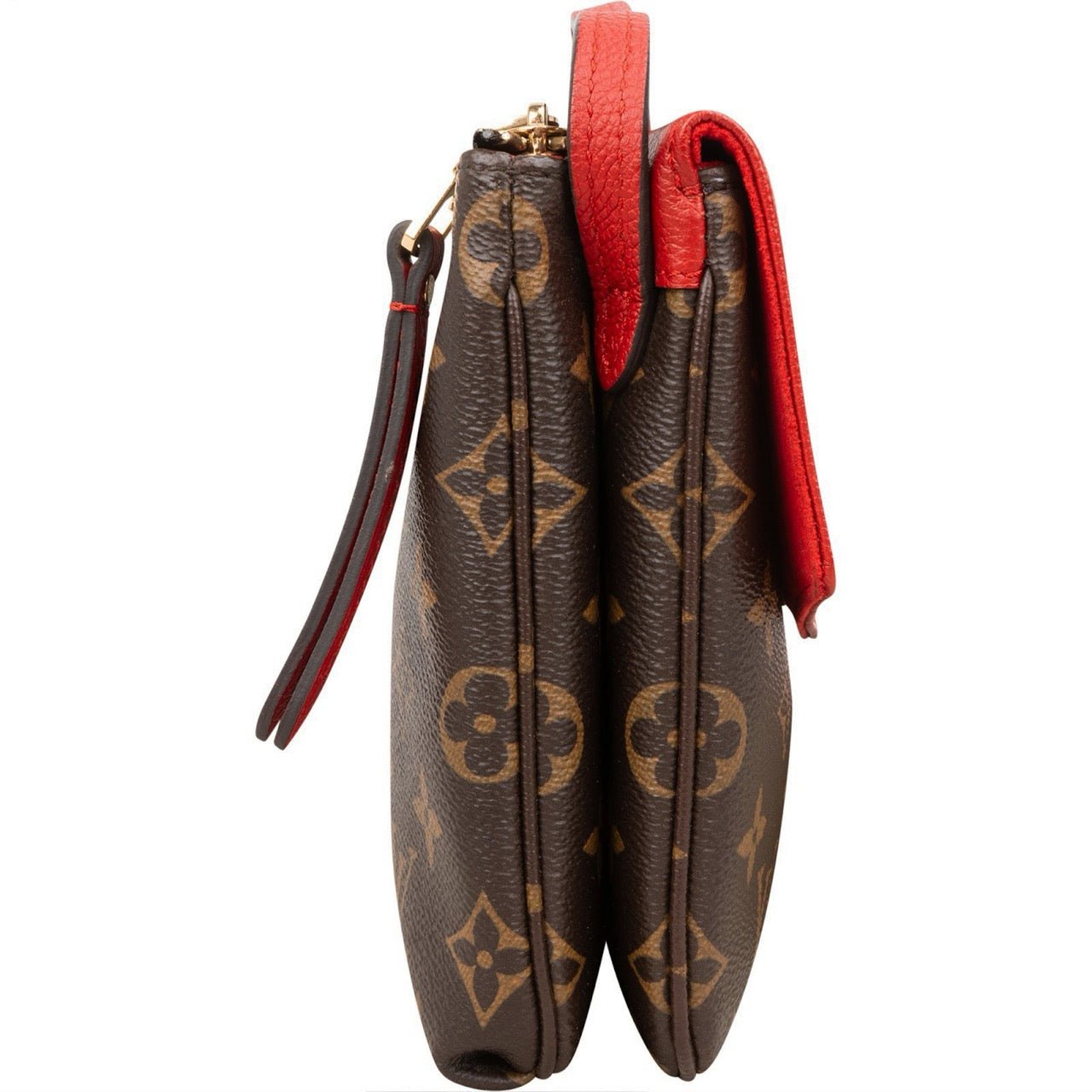 Louis Vuitton Monogram Canvas Red Leather Twice Crossbody Bag Bruin