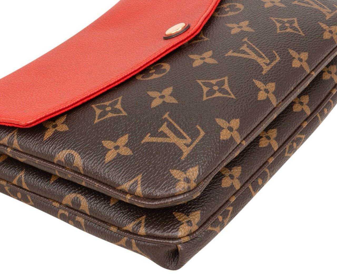 Louis Vuitton Monogram Canvas Red Leather Twice Crossbody Bag Bruin