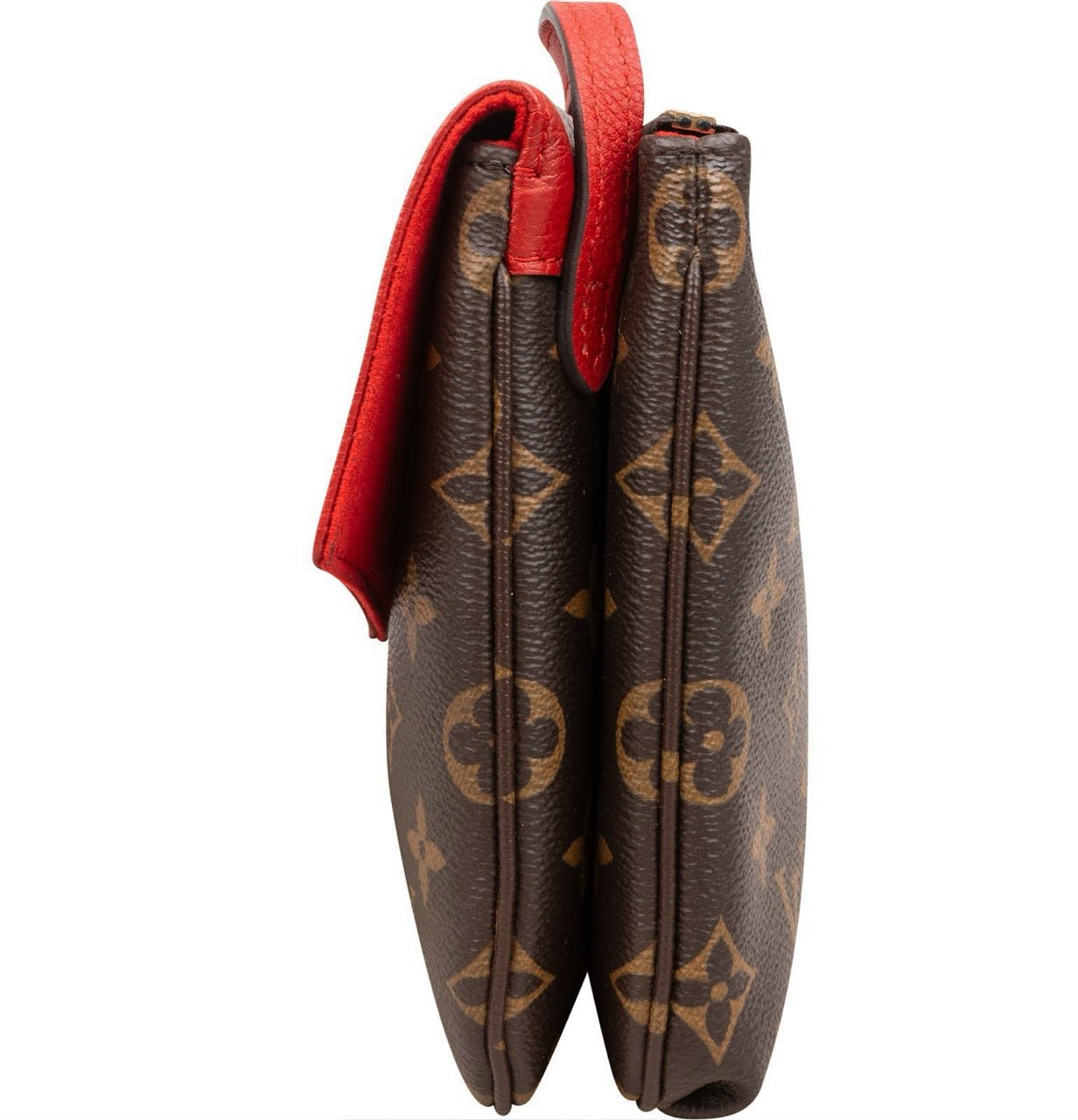 Louis Vuitton Monogram Canvas Red Leather Twice Crossbody Bag Bruin
