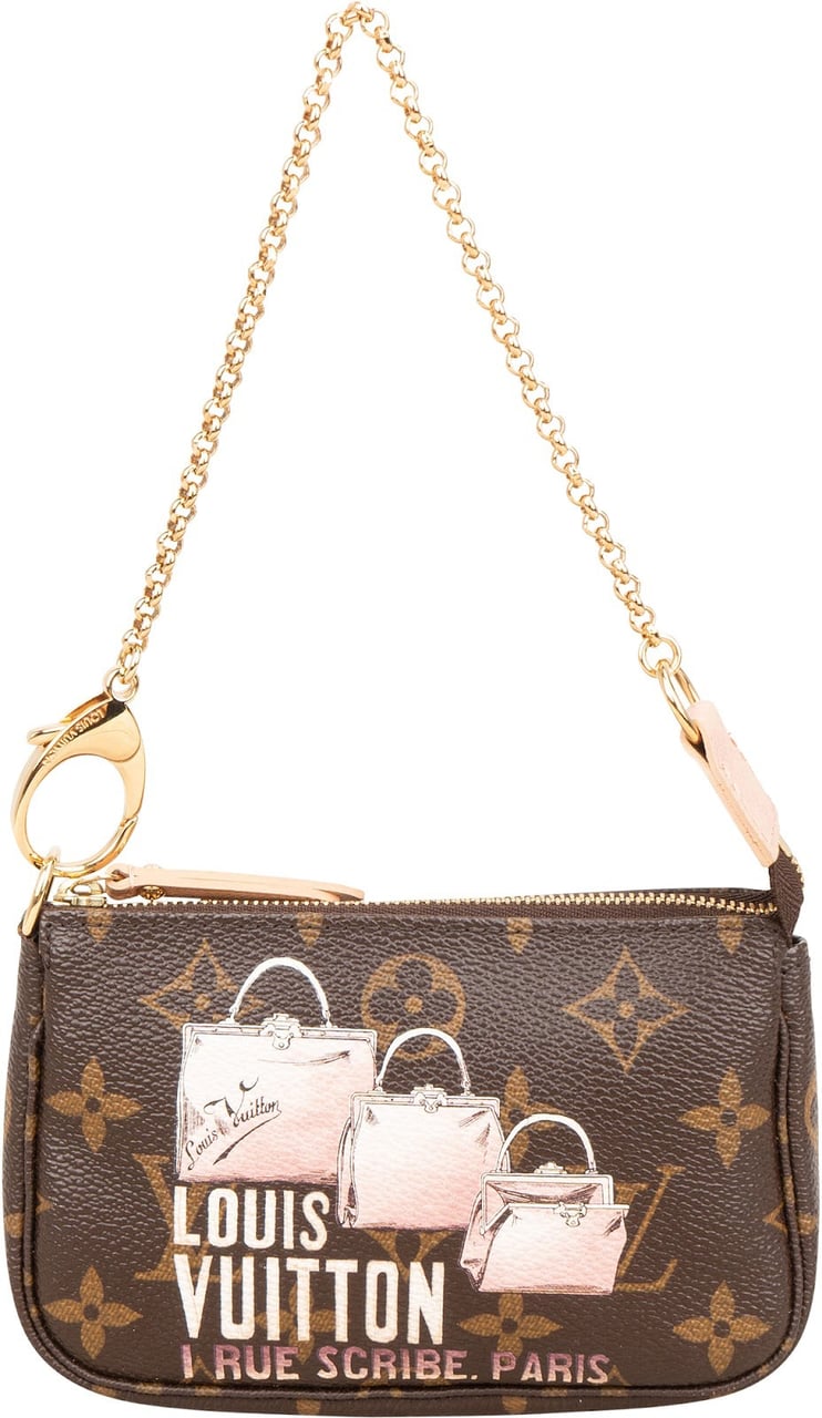 Louis Vuitton Monogram Canvas Ilustre 1 Rue Scribe Paris Mini Pochette Accessoires Handbag Bruin