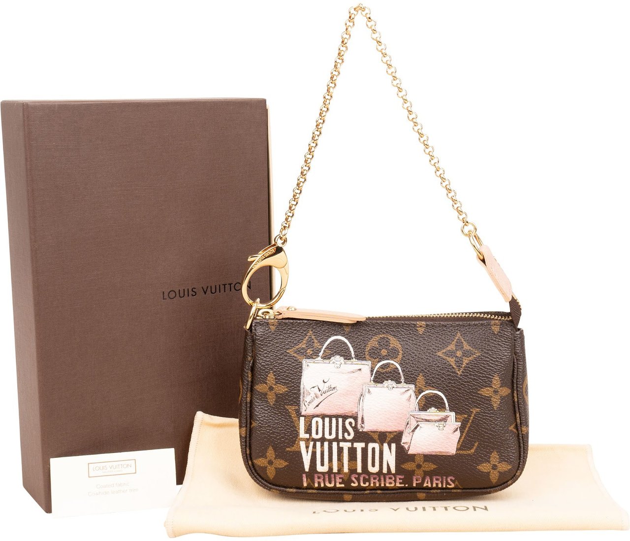 Louis Vuitton Monogram Canvas Ilustre 1 Rue Scribe Paris Mini Pochette Accessoires Handbag Bruin