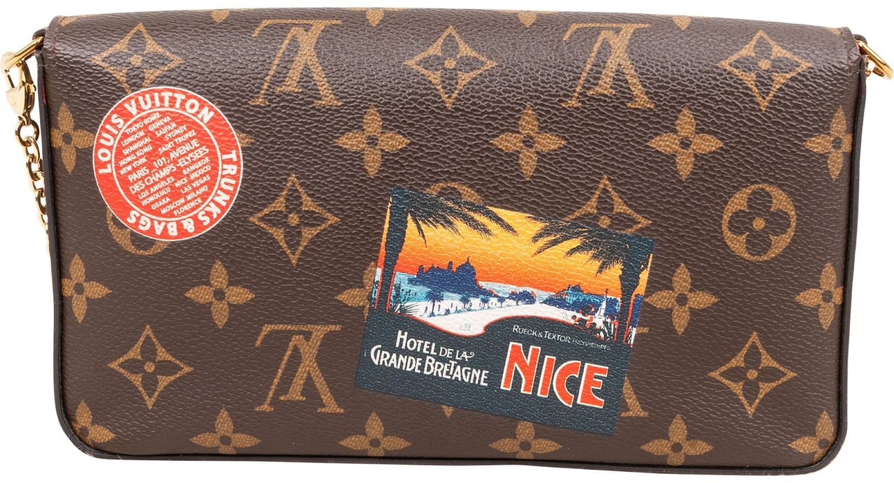 Louis Vuitton Monogram Canvas Limited Illustre World Tour Pochette Felicie Crossbody Bag Bruin