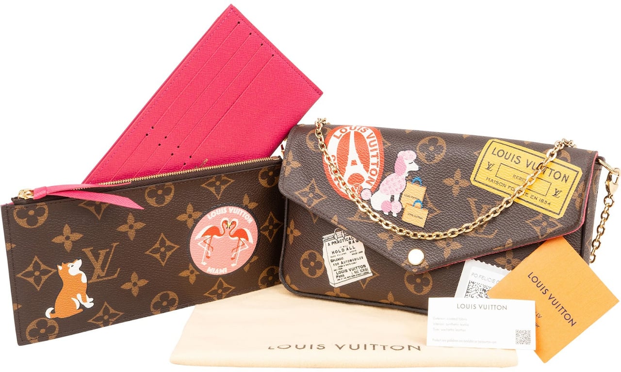 Louis Vuitton Monogram Canvas Limited Illustre World Tour Pochette Felicie Crossbody Bag Bruin