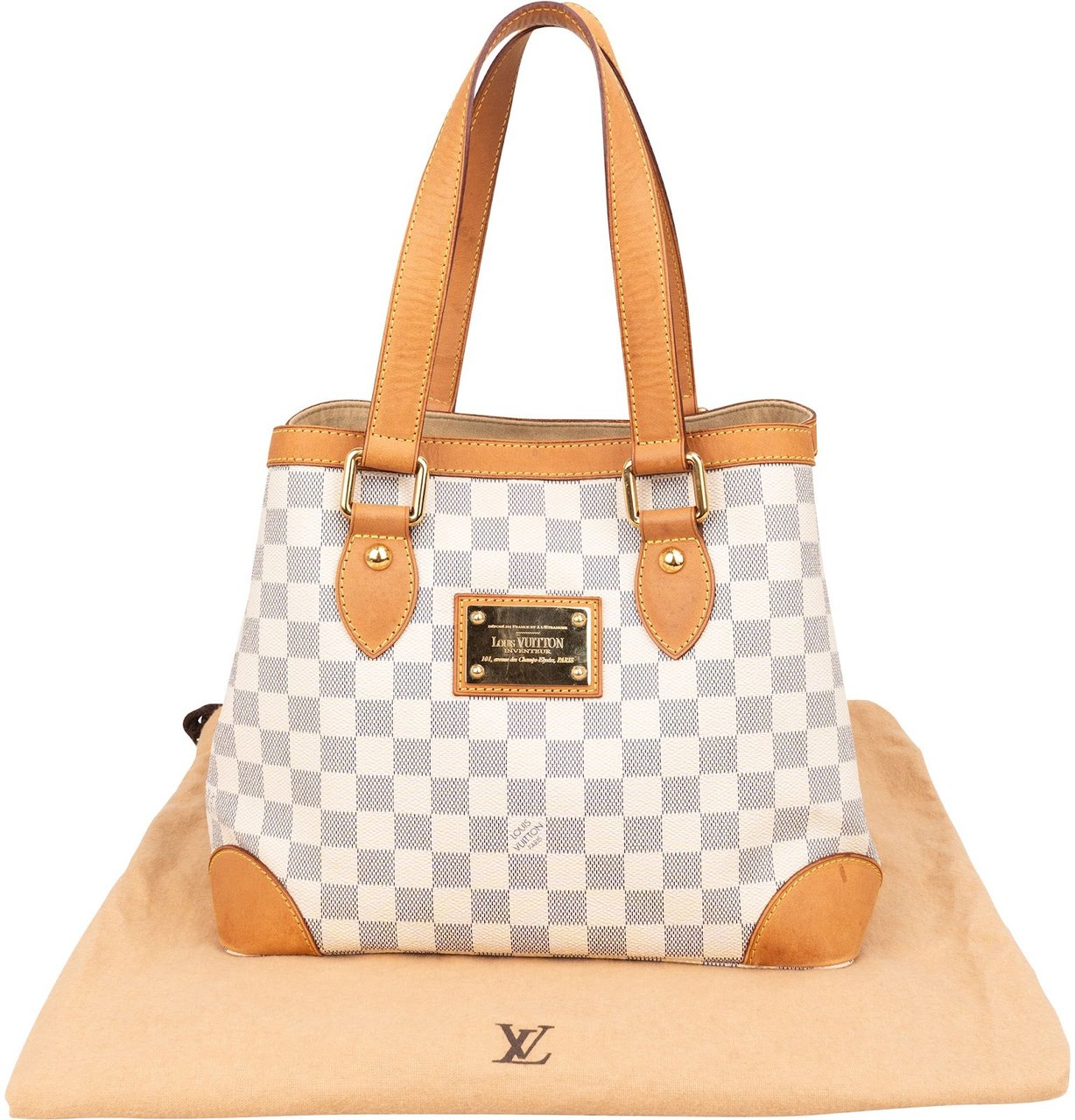 Louis Vuitton Monogram Damier Azur Canvas Hamstead MM Shoulder Bag Wit