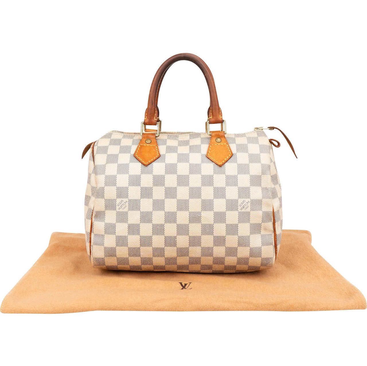 Louis Vuitton Monogram Damier Azur Canvas Speedy 25 Handbag Beige