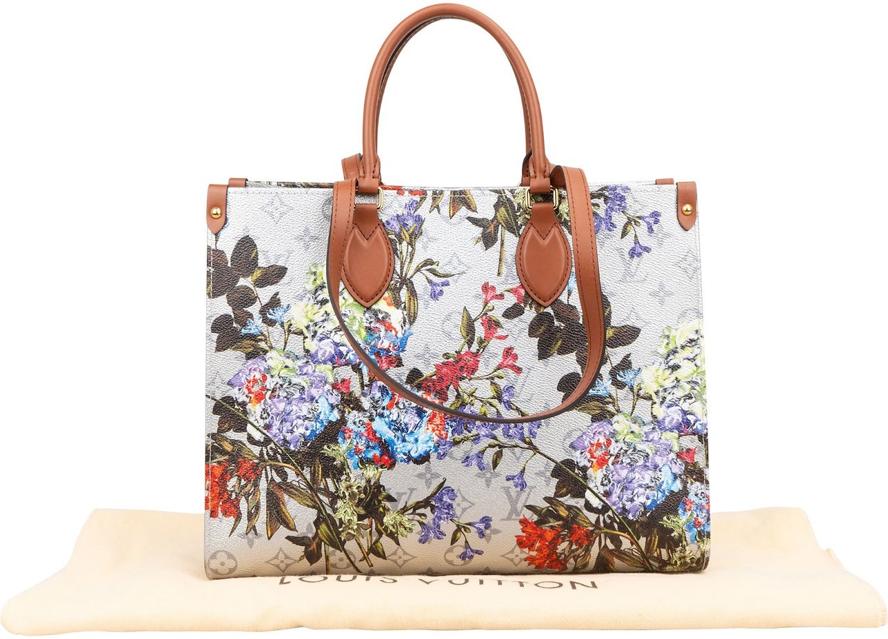 Louis Vuitton Limited Monogram Tufted Garden Urs Fischer OnTheGo MM Shoulder Bag Zilver