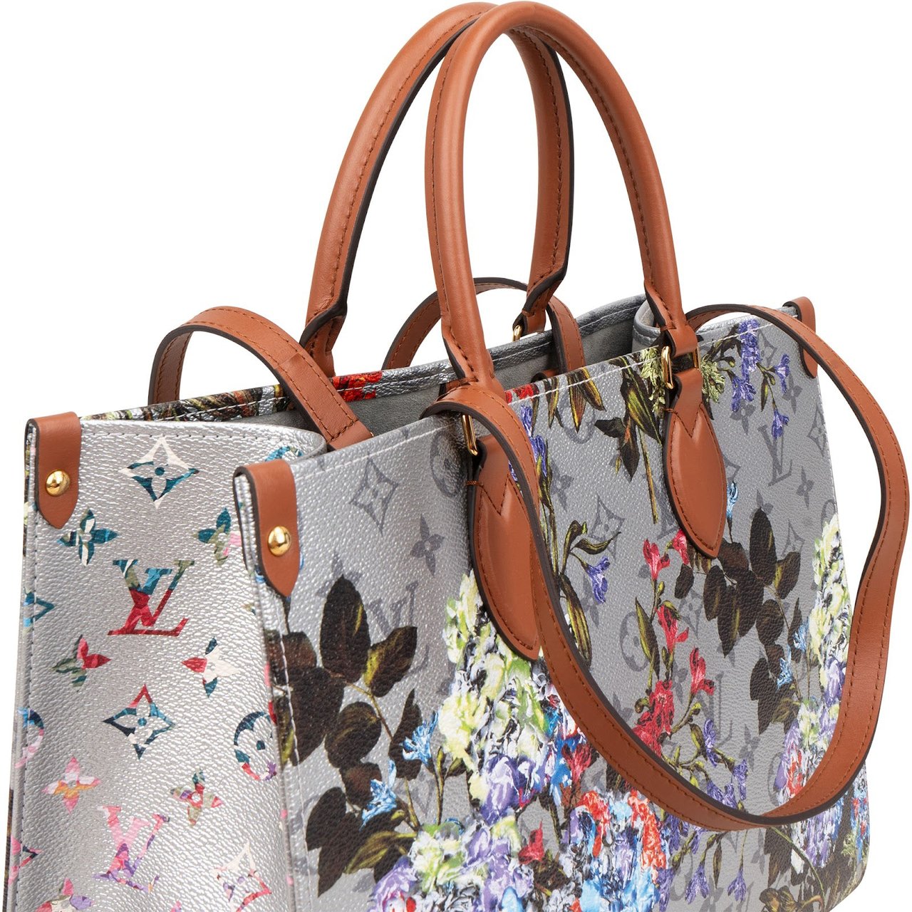 Louis Vuitton Limited Monogram Tufted Garden Urs Fischer OnTheGo MM Shoulder Bag Zilver