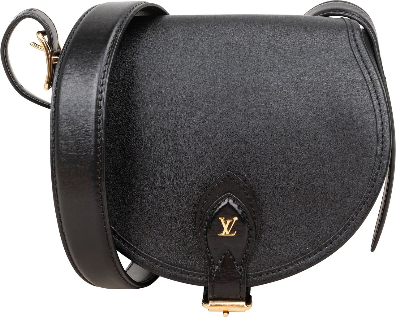 Louis Vuitton Black Calfskin Tambourin Crossbody Bag Zwart