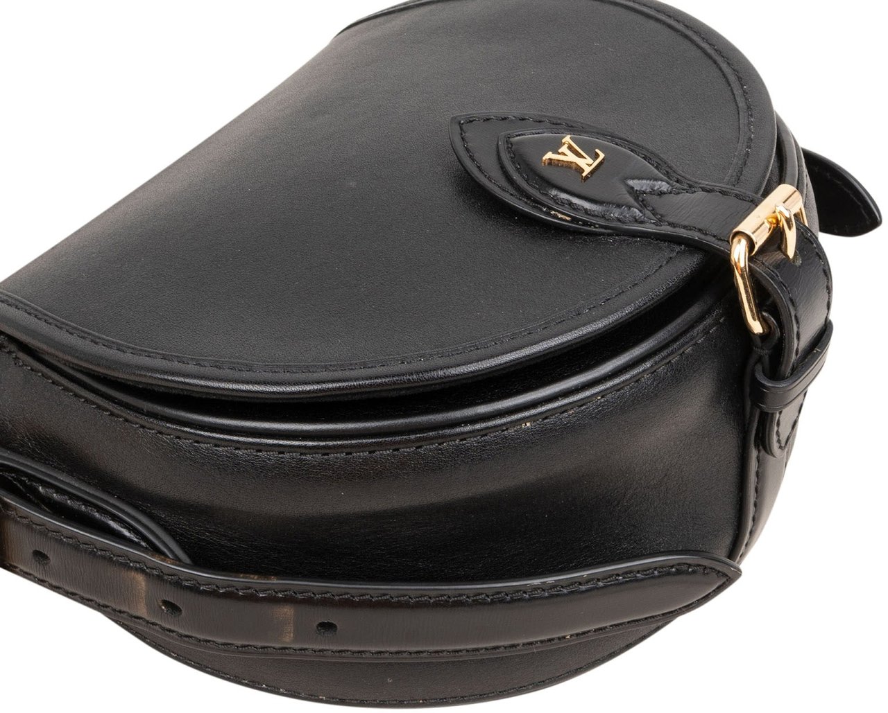 Louis Vuitton Black Calfskin Tambourin Crossbody Bag Zwart