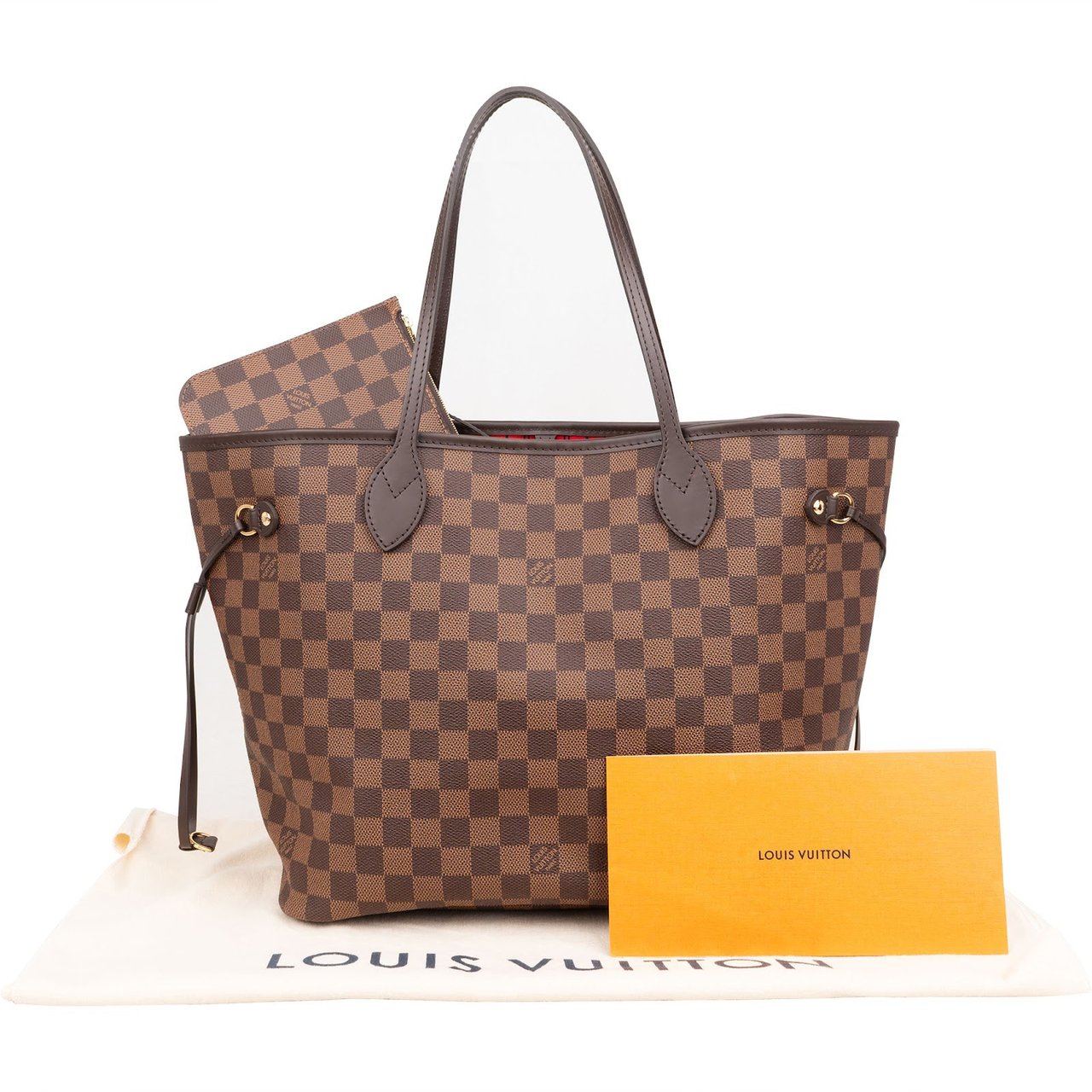Louis Vuitton Monogram Damier Ebene Neverfull MM Shoulder Bag Bruin
