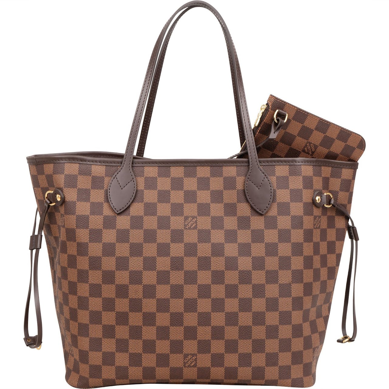 Louis Vuitton Monogram Damier Ebene Neverfull MM Shoulder Bag Bruin