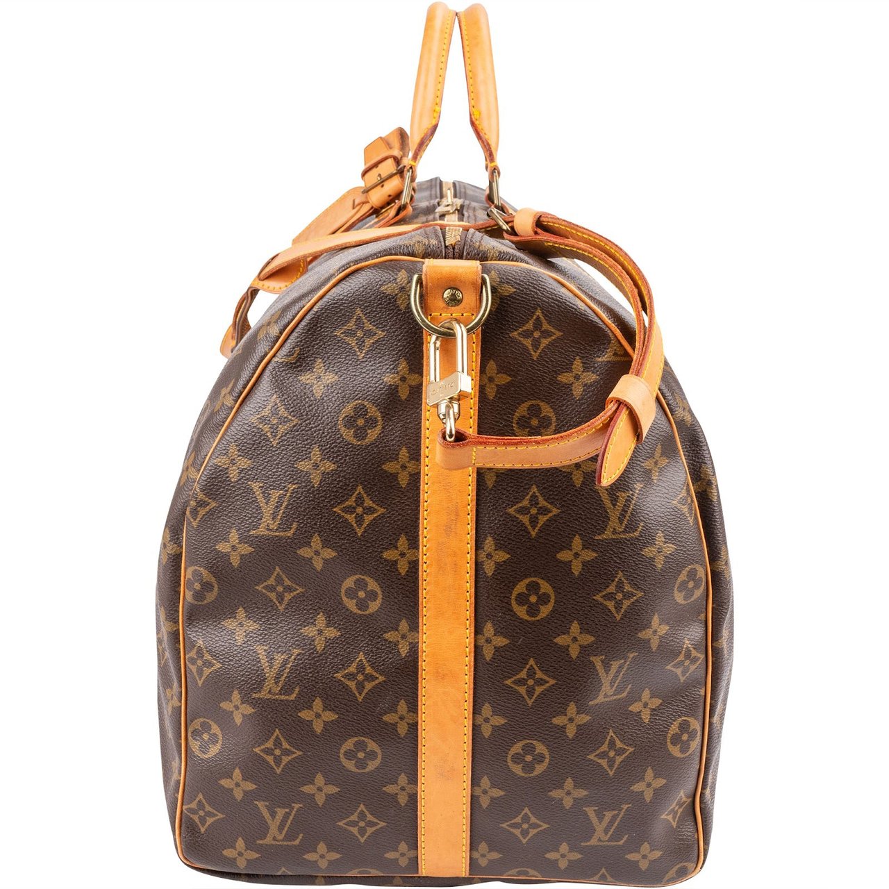 Louis Vuitton Monogram Canvas Keepall 60 Bandoulière Travel Bag Bruin
