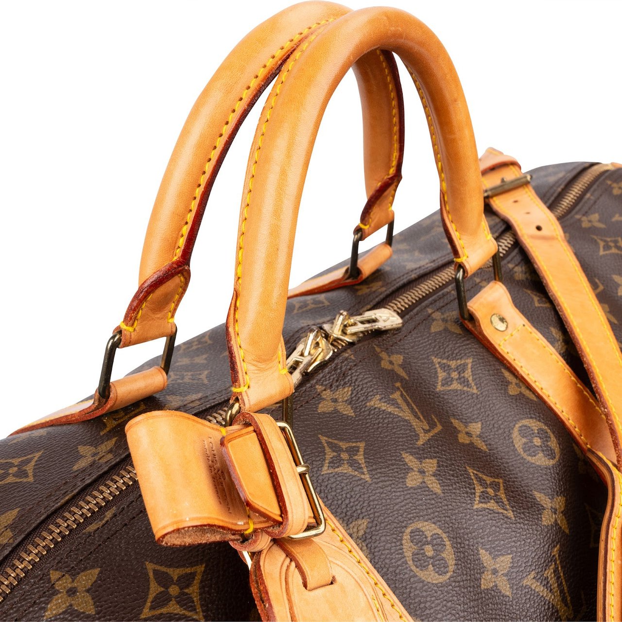 Louis Vuitton Monogram Canvas Keepall 60 Bandoulière Travel Bag Bruin