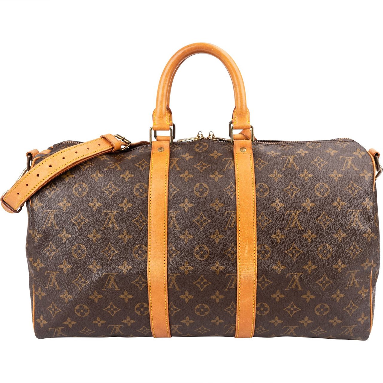 Louis Vuitton Monogram Canvas Keepall 45 Bandoulière Travel Bag Bruin
