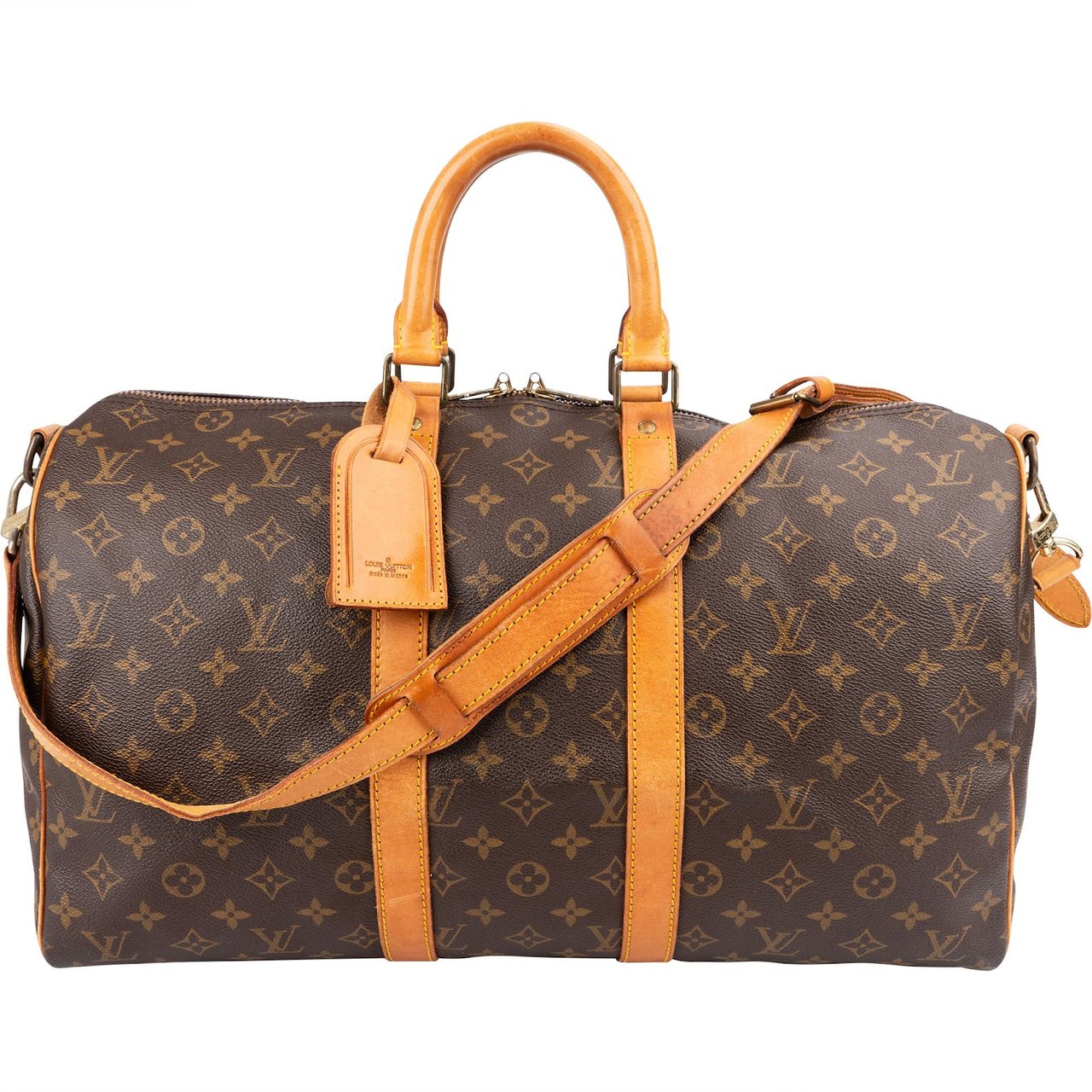 Louis Vuitton Monogram Canvas Keepall 45 Bandoulière Travel Bag Bruin