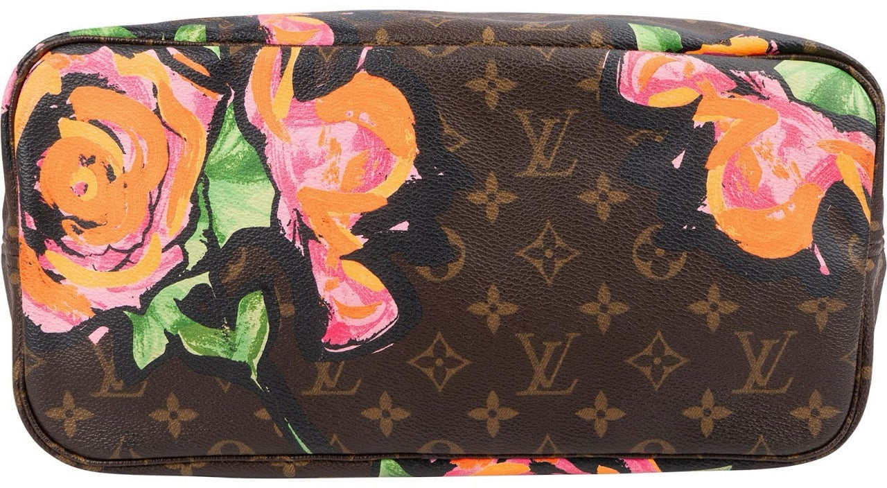 Louis Vuitton Limited Monogram Roses Neverfull MM Shoulder Bag Bruin