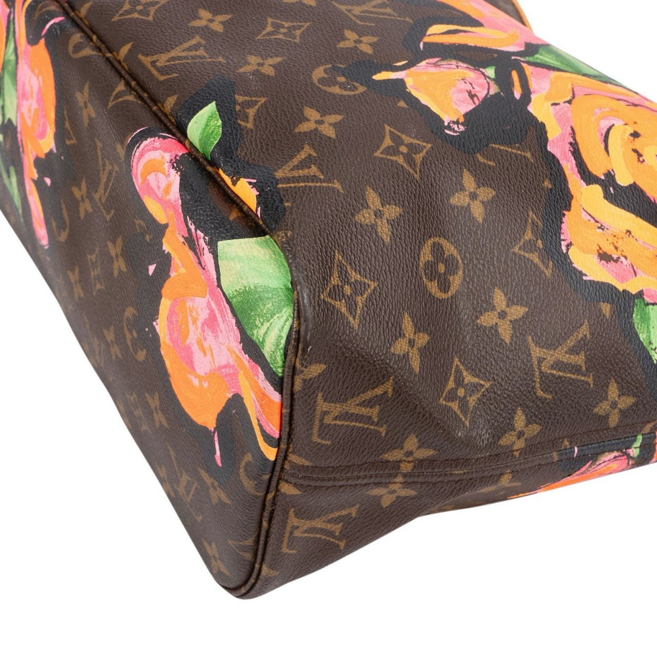 Louis Vuitton Limited Monogram Roses Neverfull MM Shoulder Bag Bruin