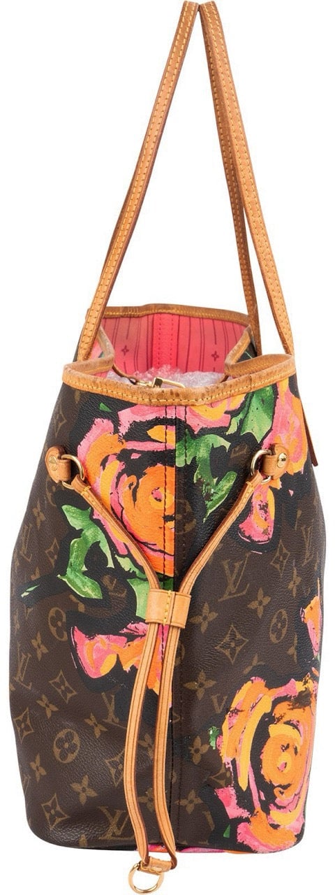 Louis Vuitton Limited Monogram Roses Neverfull MM Shoulder Bag Bruin
