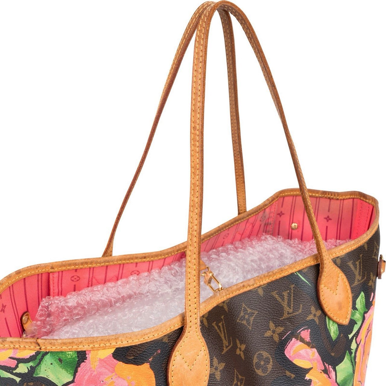 Louis Vuitton Limited Monogram Roses Neverfull MM Shoulder Bag Bruin