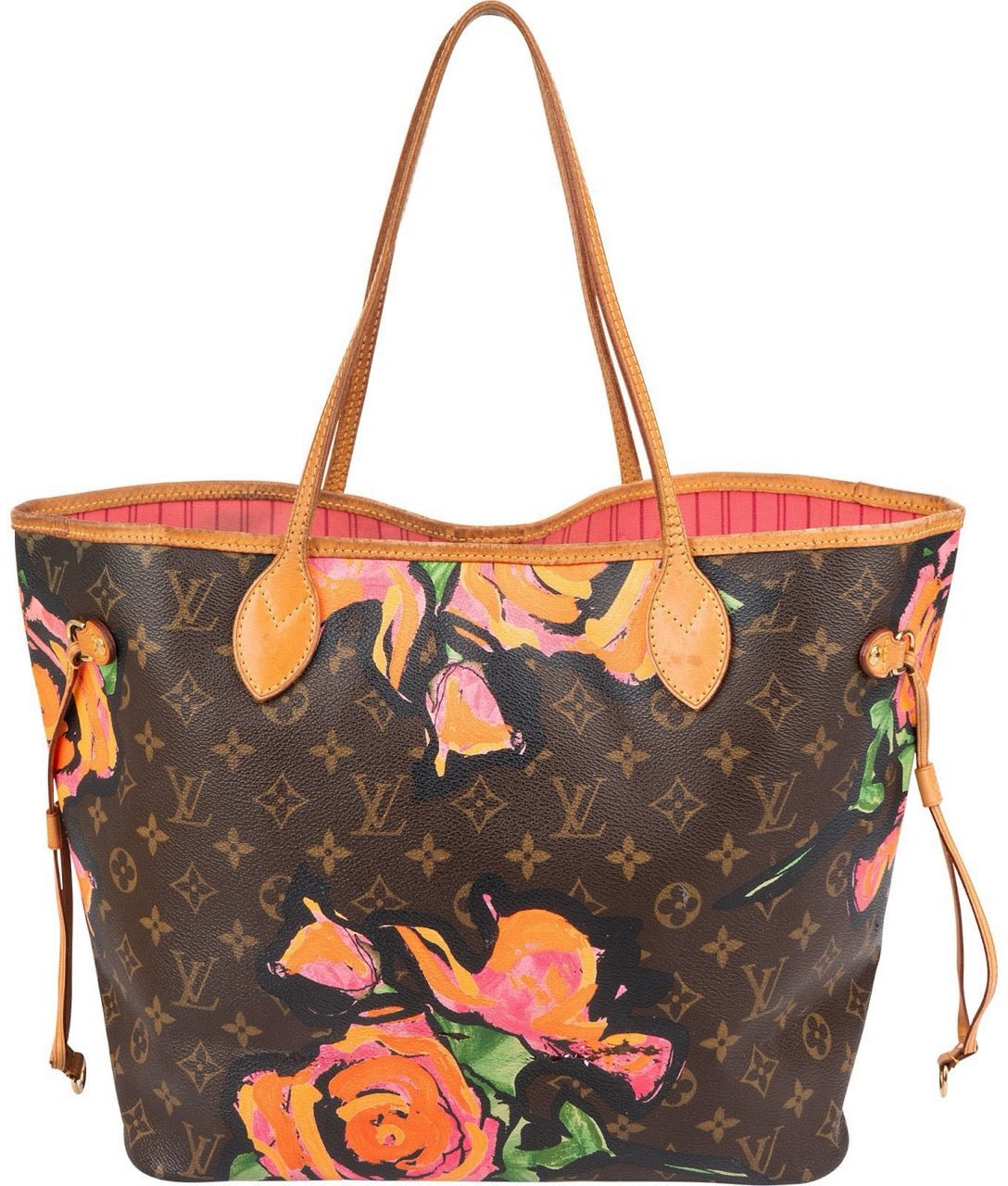 Louis Vuitton Limited Monogram Roses Neverfull MM Shoulder Bag Bruin