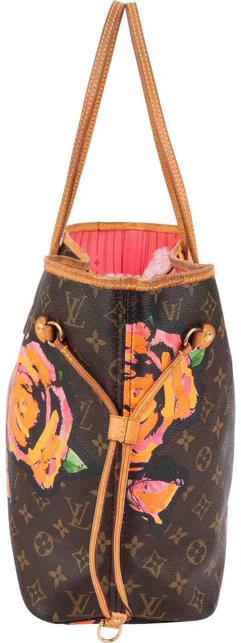Louis Vuitton Limited Monogram Roses Neverfull MM Shoulder Bag Bruin