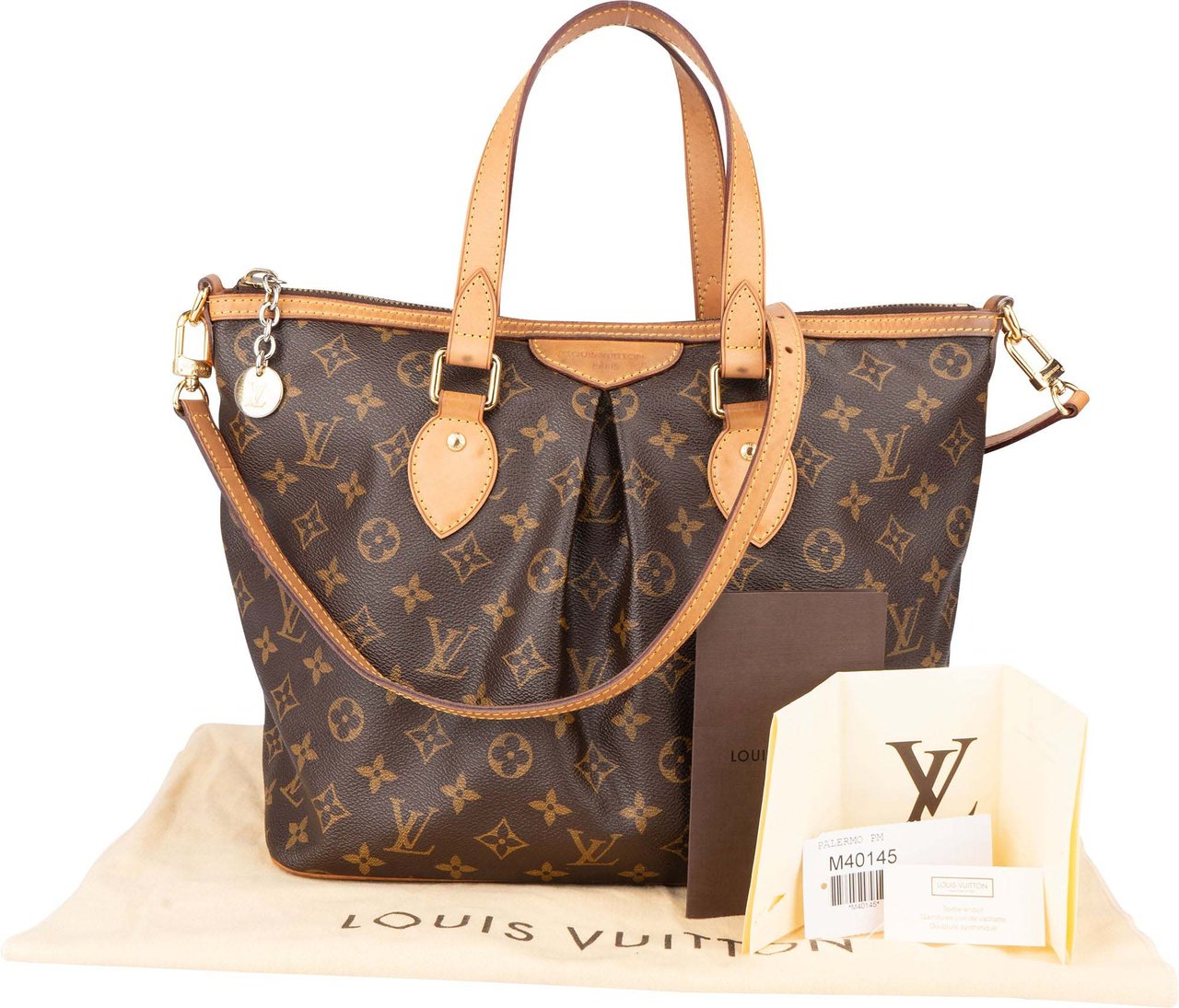 Louis Vuitton Louis Vuitton Canvas Monogram Palermo PM Handbag Bruin