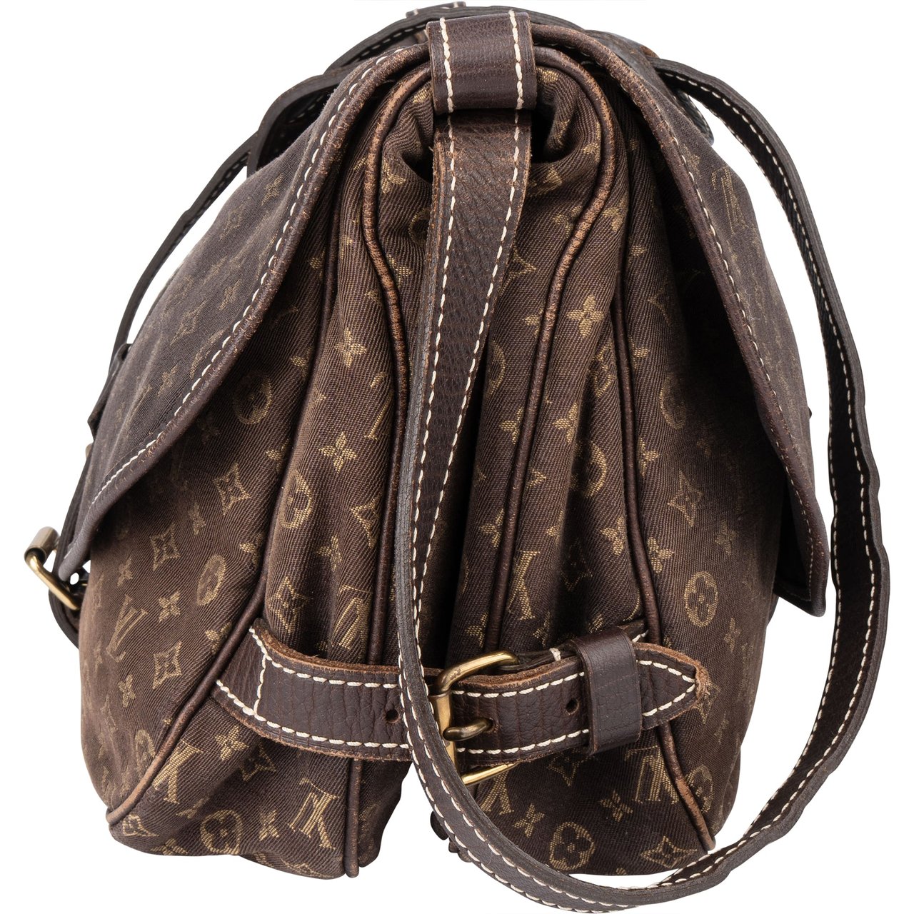 Louis Vuitton Louis Vuitton Mini Lin Monogram Saumur 30 Crossbody Bag Bruin
