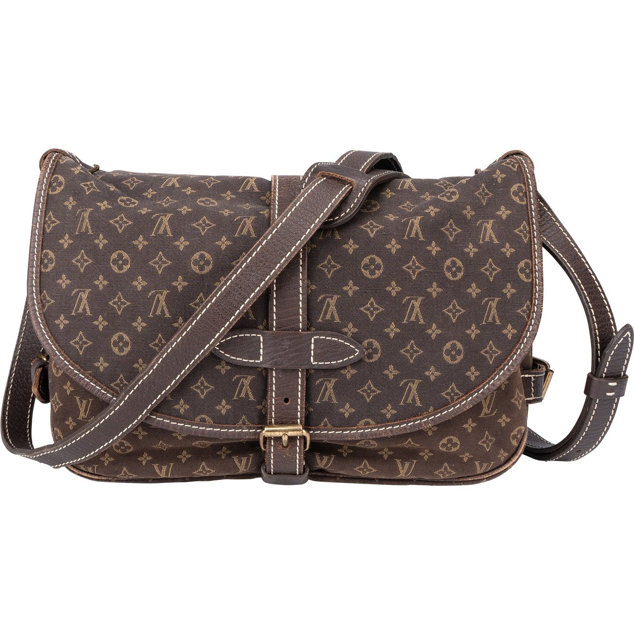 Louis Vuitton Louis Vuitton Mini Lin Monogram Saumur 30 Crossbody Bag Bruin
