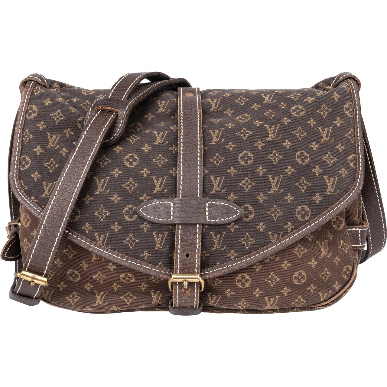 Louis Vuitton Louis Vuitton Mini Lin Monogram Saumur 30 Crossbody Bag Bruin
