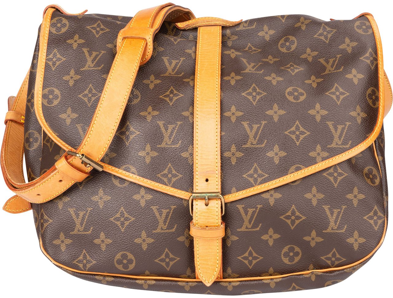Louis Vuitton Louis Vuitton Canvas Monogram Saumur 35 Crossbody Bag Bruin