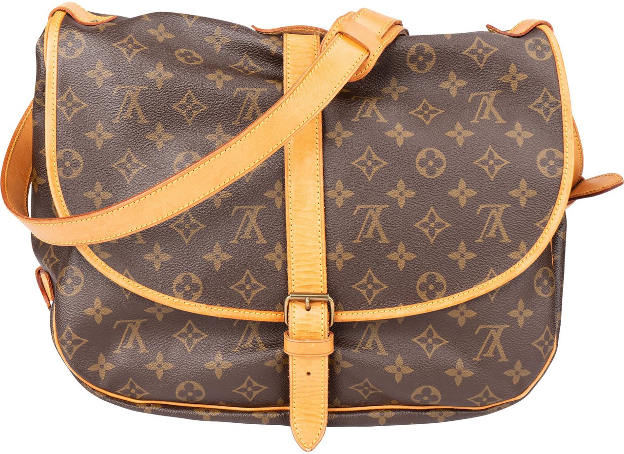 Louis Vuitton Louis Vuitton Canvas Monogram Saumur 35 Crossbody Bag Bruin