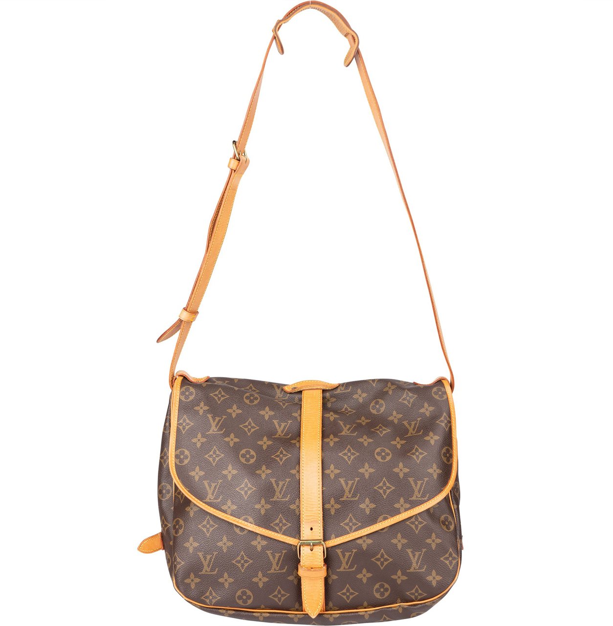 Louis Vuitton Louis Vuitton Canvas Monogram Saumur 35 Crossbody Bag Bruin