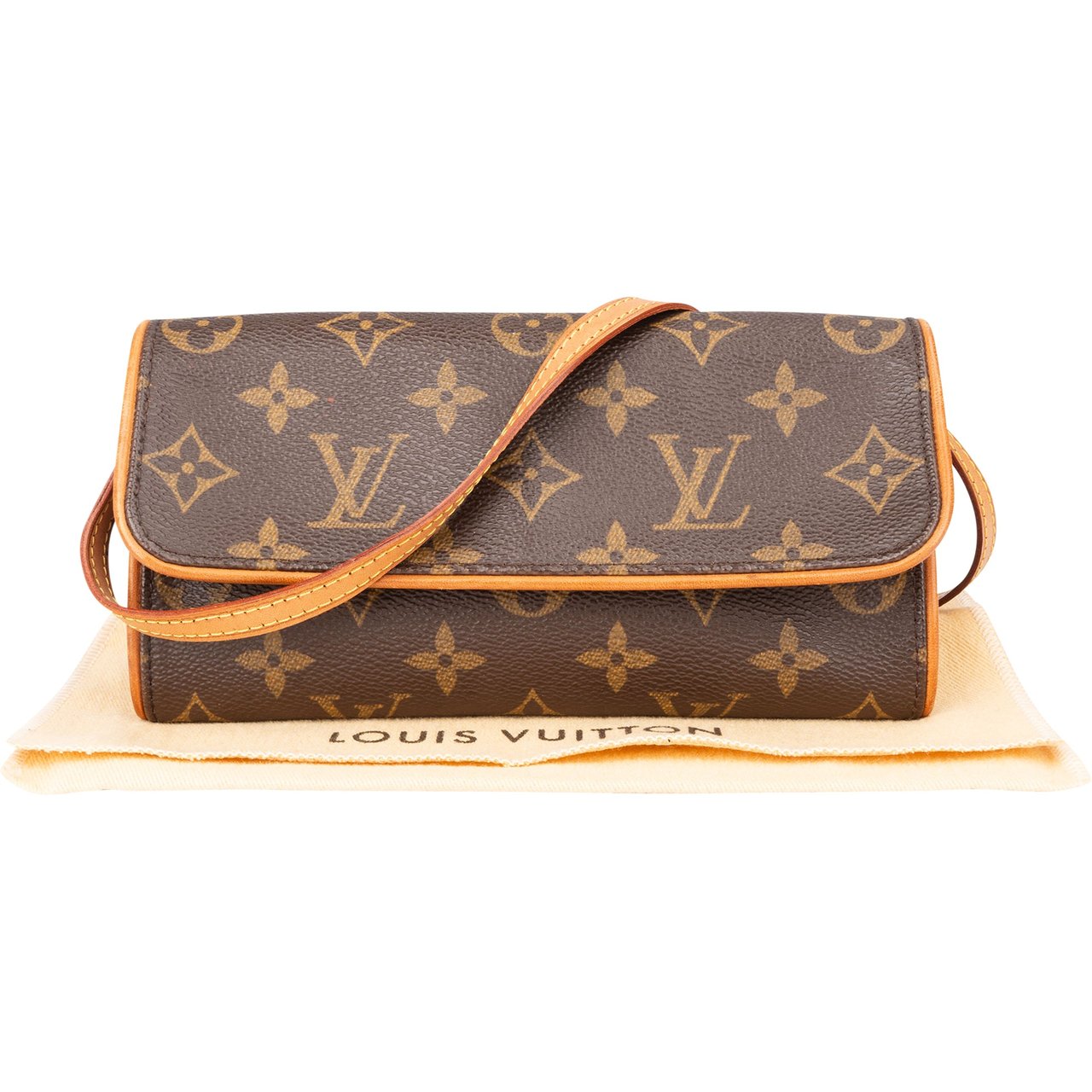 Louis Vuitton Louis Vuitton Canvas Monogram Twin Pochette PM Crossbody Bag Bruin