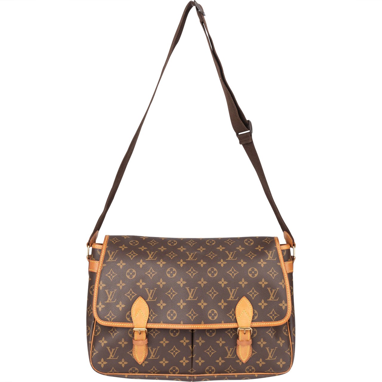 Louis Vuitton Louis Vuitton Canvas Monogram Gibeciere GM Messenger Crossbody Bag Bruin