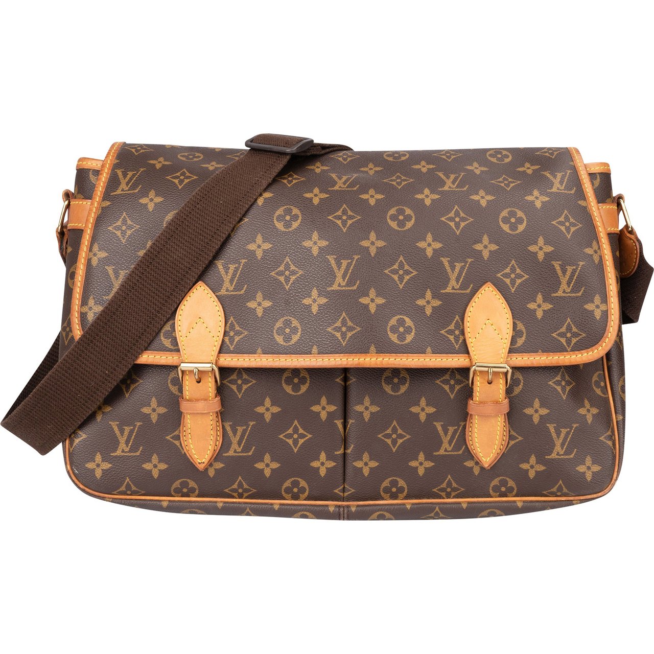 Louis Vuitton Louis Vuitton Canvas Monogram Gibeciere GM Messenger Crossbody Bag Bruin
