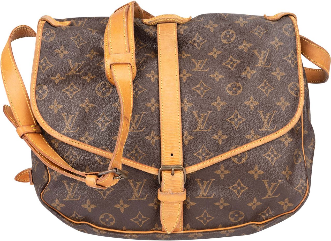 Louis Vuitton Louis Vuitton Canvas Monogram Saumur 35 Crossbody Bag Bruin