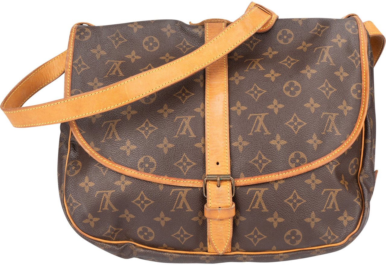 Louis Vuitton Louis Vuitton Canvas Monogram Saumur 35 Crossbody Bag Bruin