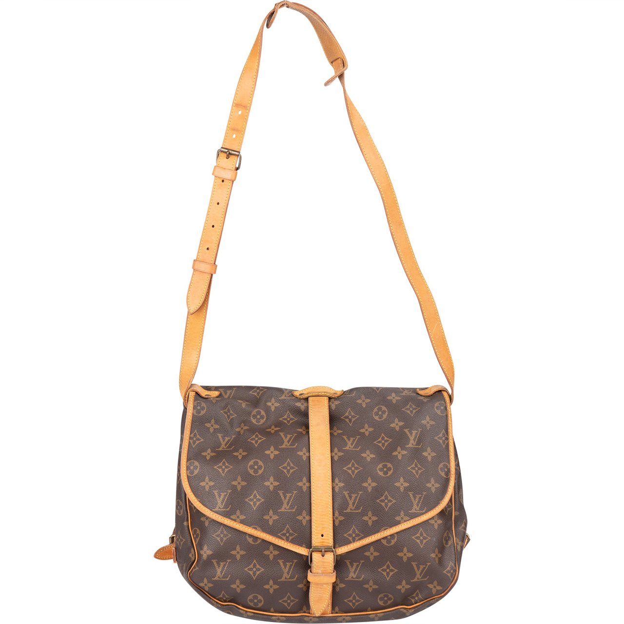 Louis Vuitton Louis Vuitton Canvas Monogram Saumur 35 Crossbody Bag Bruin