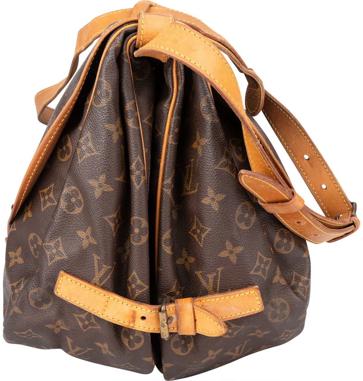 Louis Vuitton Louis Vuitton Canvas Monogram Saumur 35 Crossbody Bag Bruin