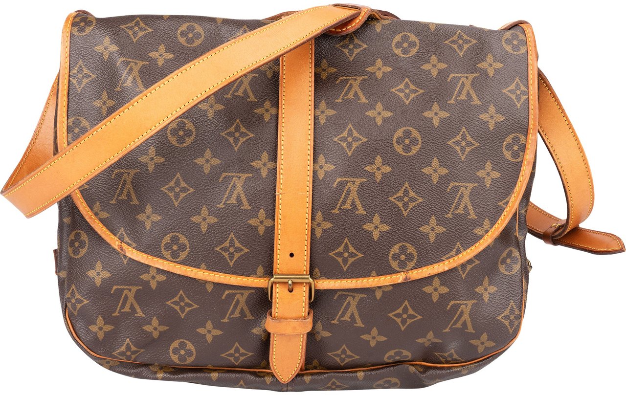 Louis Vuitton Louis Vuitton Canvas Monogram Saumur 35 Crossbody Bag Bruin