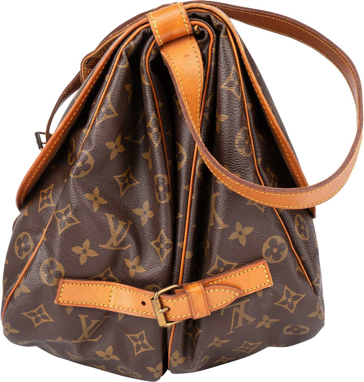 Louis Vuitton Louis Vuitton Canvas Monogram Saumur 35 Crossbody Bag Bruin